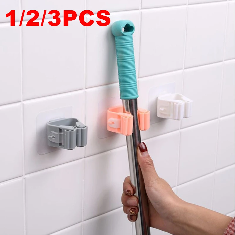 

1/2/3pcs Broom Hanger Storage Rack Bathroom Suction Hanging Pipe Hooks Wall Mounted Self-Adhesive Mop Organizer Holder Brush