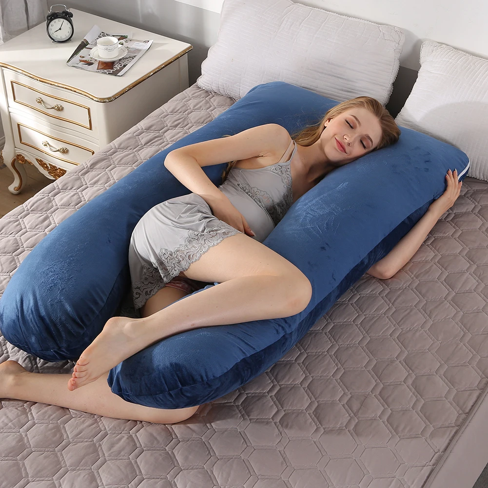 U-shaped Pillow Crystal Velvet Side Sleeping Cushion Napping Pad Pregnancy Women