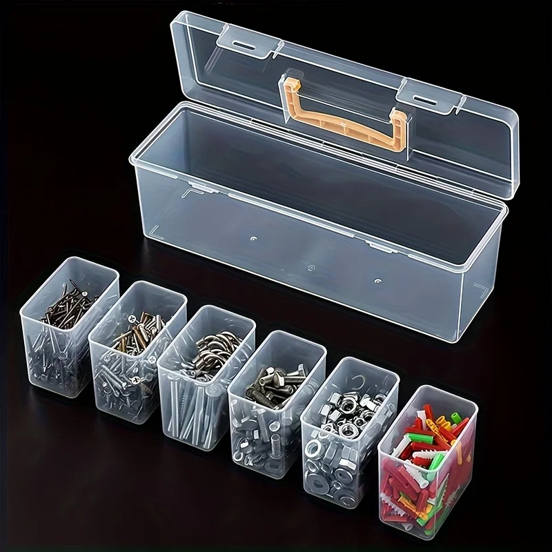 Tools Sorting Boxes 7pcs Tool Parts Storage Box , Multi-Compartment Transparent Organizer ...