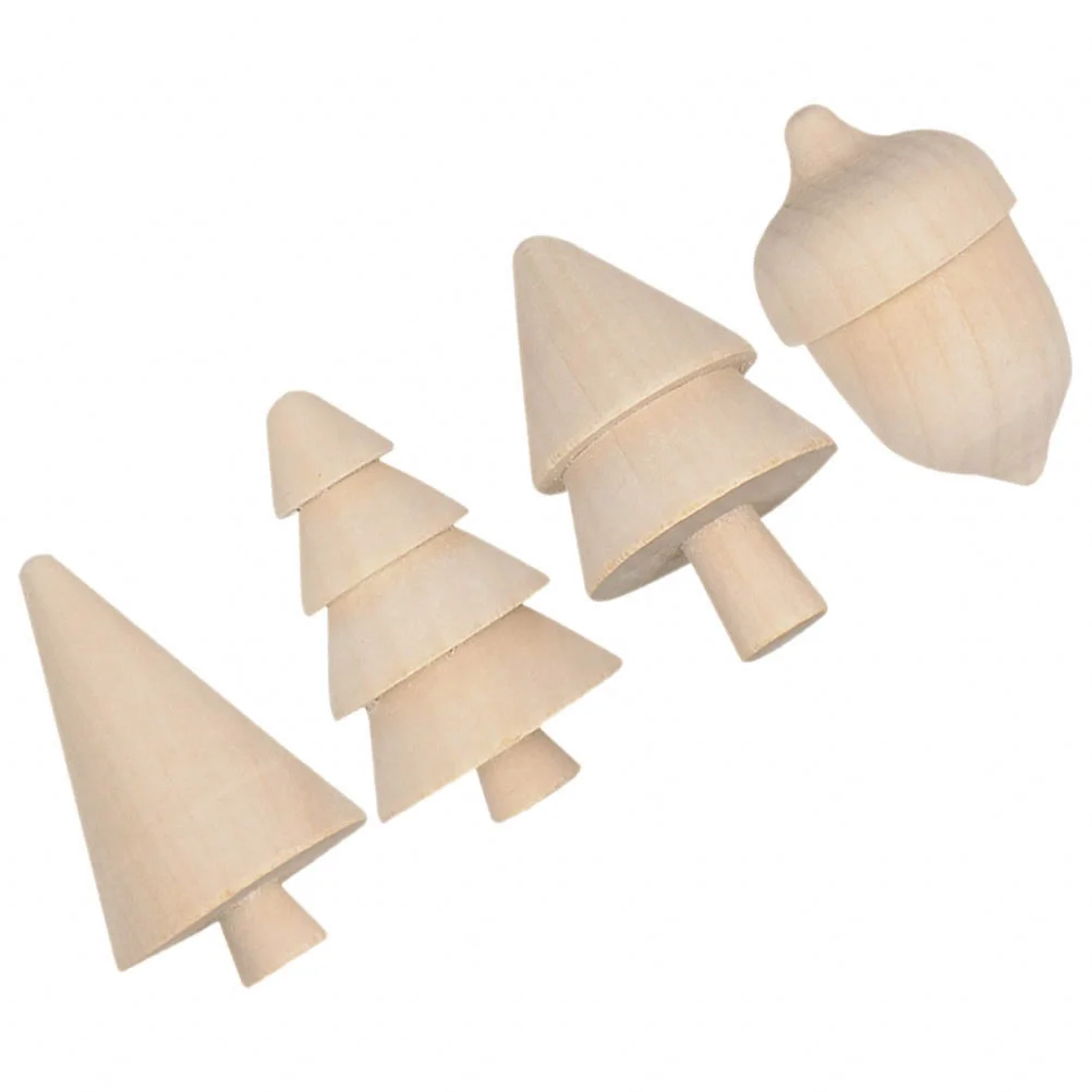 

Unfinished Wooden Christmas Tree Acorns Model Painted Crafts Peg Doll DIY Craft Blank Painting Tree Xmas Decoration