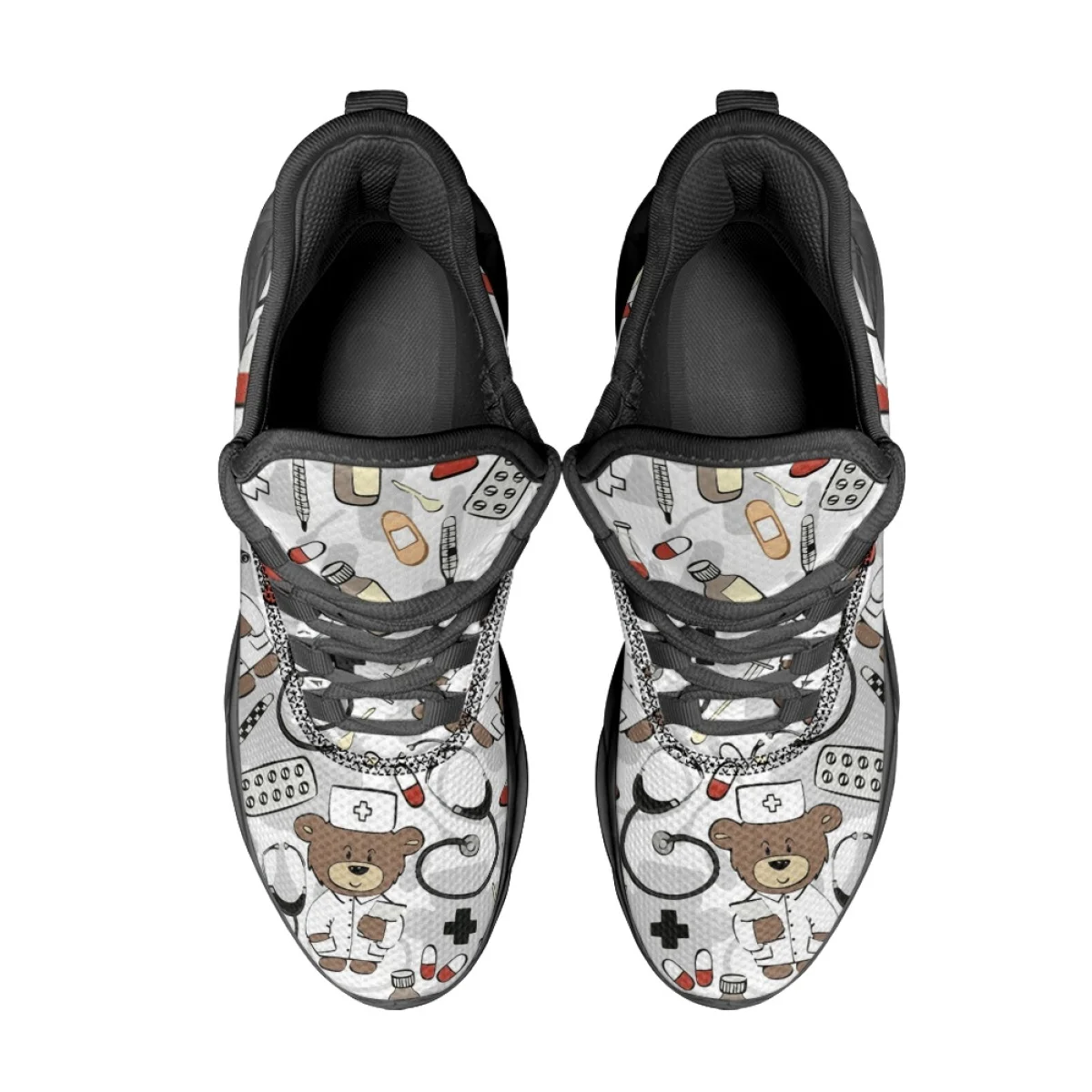 Cywgift Nurse Shoes Women Print Breathable Sneakers Woman Slip-on Light Non-slip Flats Ladies Soft Bottom Casual Sports Shoes