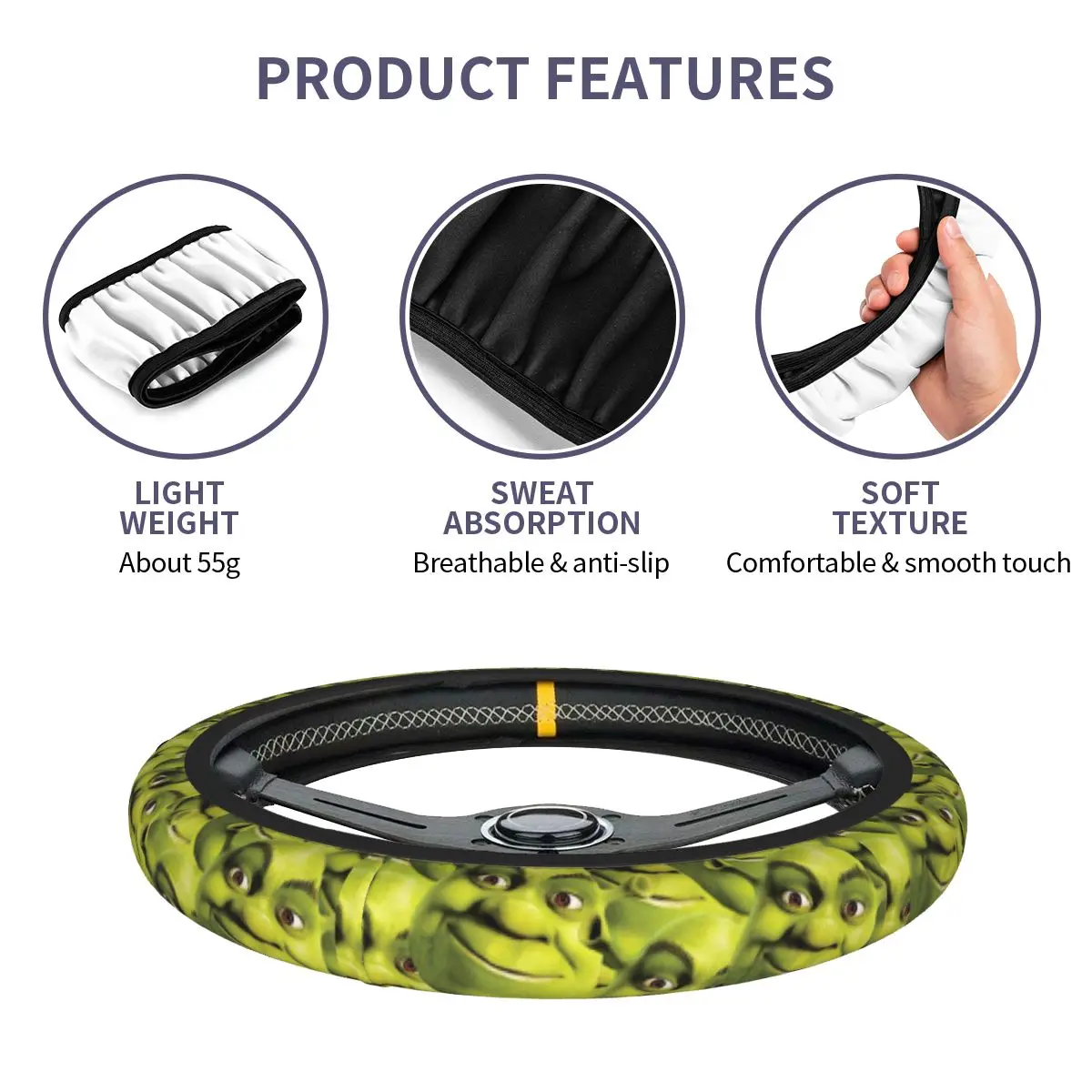 Shrek Meme Collage Steering Wheel Cover - Universal Elastic Car Accessory
