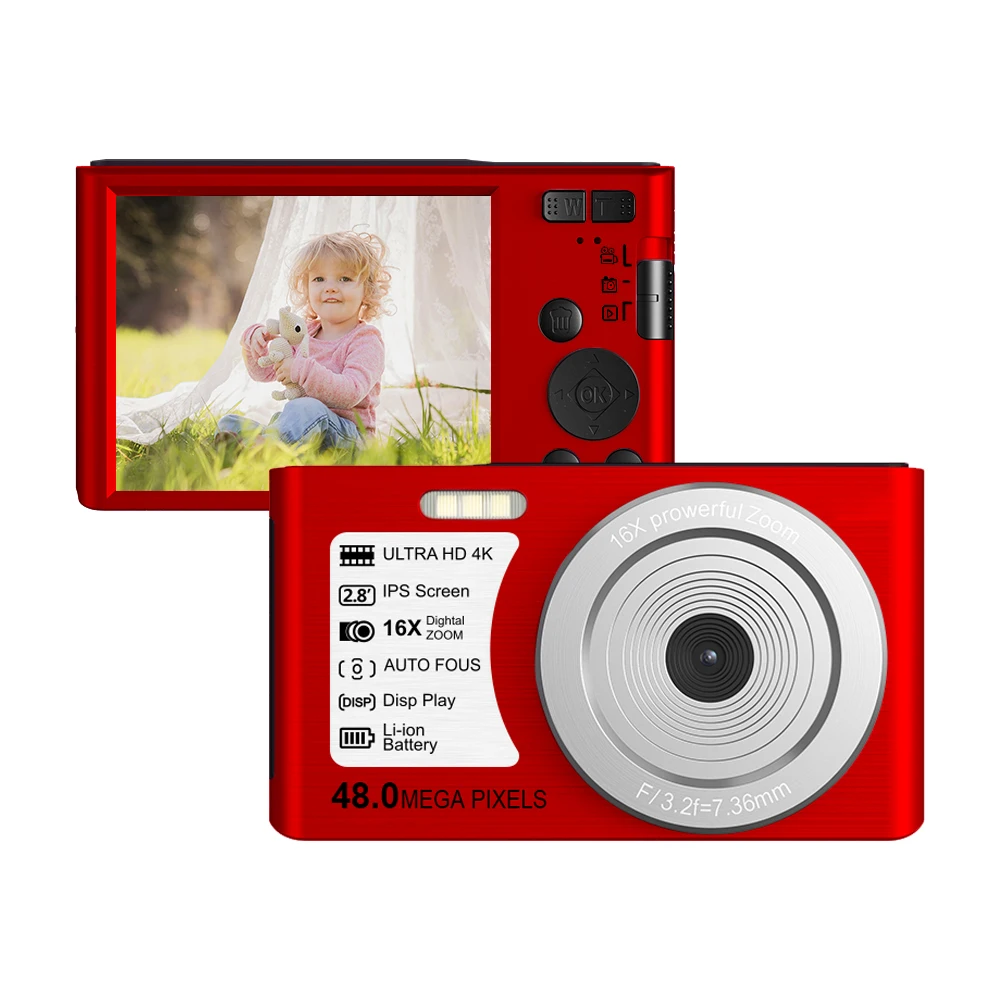 

Time-lapse Video Recording 48MP Digital Photgraphic Cameras For Children Auto Focus 4K UHD Outdoor Compact Camcorder Kids Gift