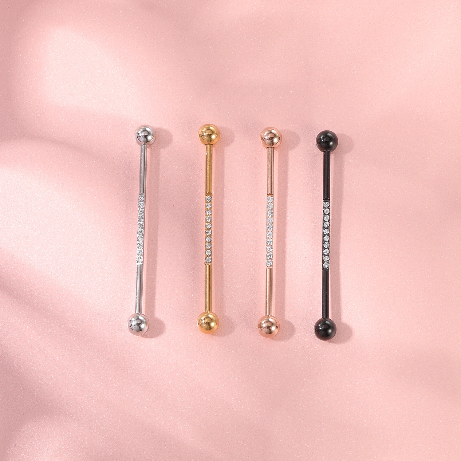 AOEDEJ 14G Rose Gold Color Helix Piercing Earring Industrial Barbell Ring Women Crystal Long Earring Ear Piercing Gift Jewelry 5