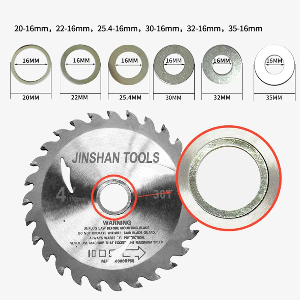 6Pc/kit Circular Saw Rings For Circular Saw Blade Reduction Ring Conversion Ring Cutting Discs Mitre Saw Wood/Circular Blade Use ganwei electric circular saw multifunctional fixed base woodworking workbenches flip board circular saw fittings tools