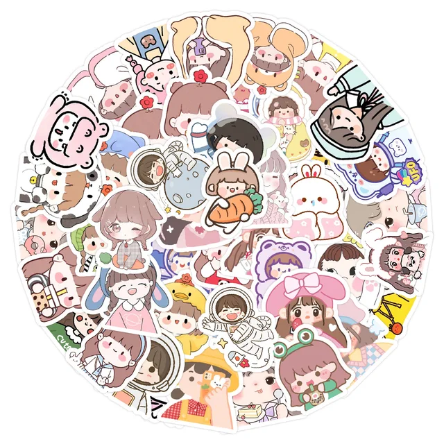 10/50 db Aranyos Rajzfilm Lány Anime Mix Sorozat Graffiti Matrica Asztal Fali Hálószoba Otthoni Dekoráció - Image 2