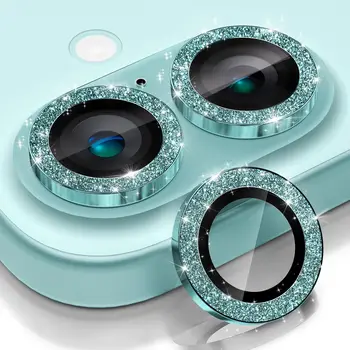 For IPhone 16 17/iPhone 16 Plus Camera Lens Protector Bling, [Glitter Decoration] Ultra-HD Tempered Glass Cover, Metal 1