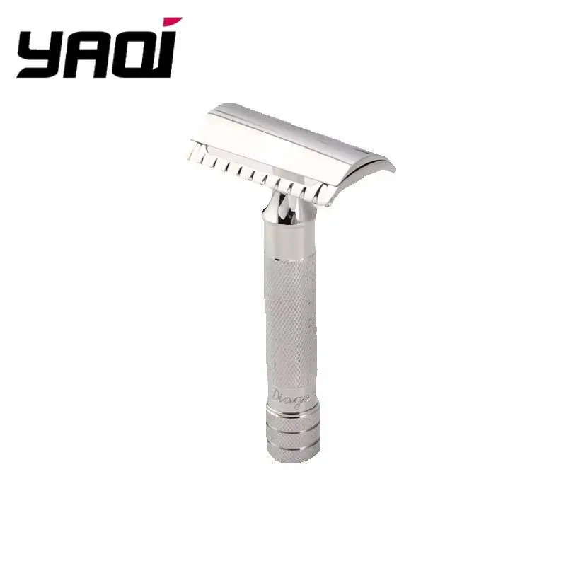 YAQI 대각선 슬랜트 스테인리스 스틸 안전 면도기, 조절 가능한 프리미엄 남성용 여행용 면도 도구, 77mm 미끄럼 방지 핸들