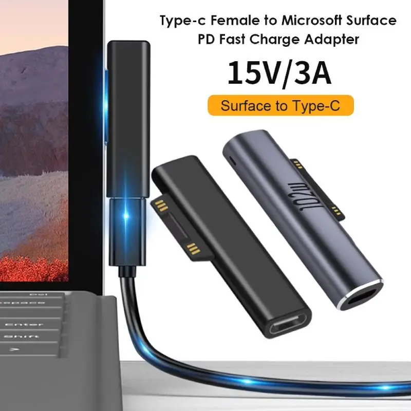 65W/102W PD Fast Charging USB C Power Supply For Microsoft Surface Pro X 8 7 6 5 4 3 Go Book Converter Charger For Microsoft