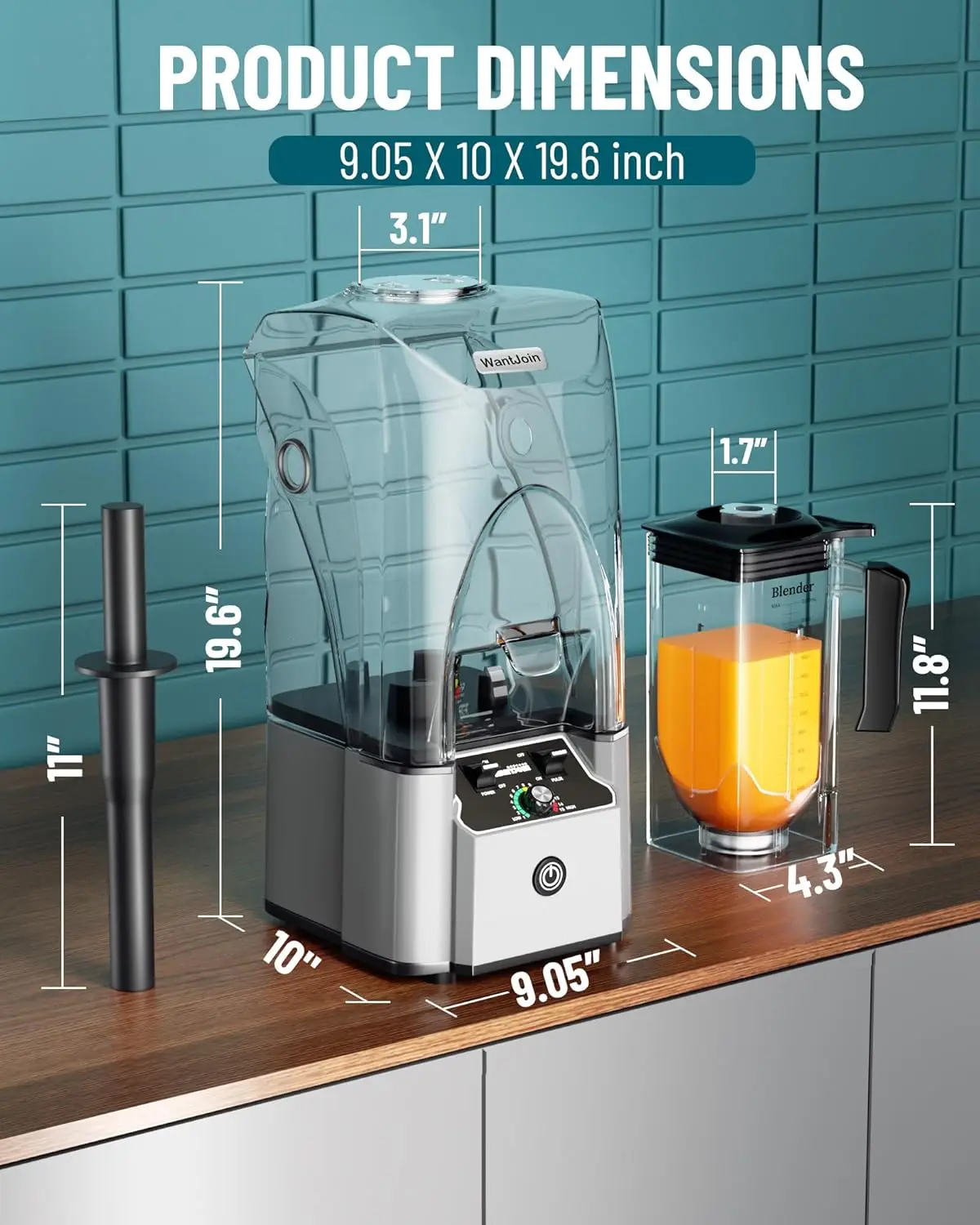 Professional Blender With Shield Quiet Sound Enclosure 2200W Industries Strong and Quiet Professional-Grade 6
