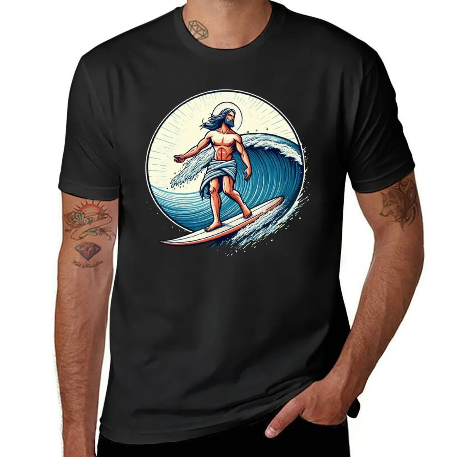 

Funny Jesus Christ On Surfboard T-shirt customs shirts graphic tees oversized t shirts for men