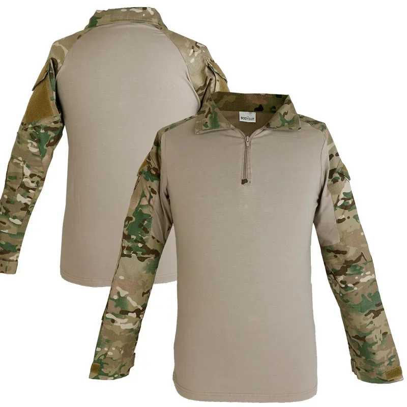 Камуфляжная тактическая футболка, мужская быстросохнущая футболка с длинным рукавом, тренировочные охотничьи походные футболки, камуфляжные боевые рубашки BDU