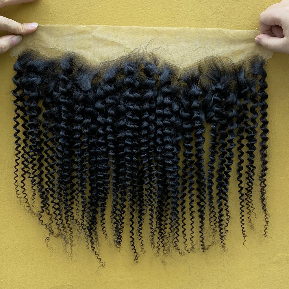 Kinky Curly 13x4 Lace Frontal Brazilian Curly 13x4 Lace Front Human Hair Kinky Frontal Pre Plucked Transparent