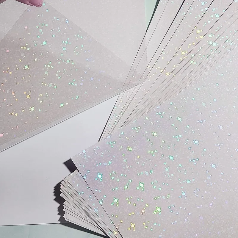 셀프 접착 컬러풀 홀로그램 스타 필름, DIY 콜드 라미네이션 필름 시트, A4, A3 사이즈, 좋은 품질