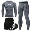 N-Print Rashguard Men Sportswear Compression Suits Quick Dry Gym Fitness Running Tracksuits Men T Shirts+Shorts 3 Pieces Sets 2