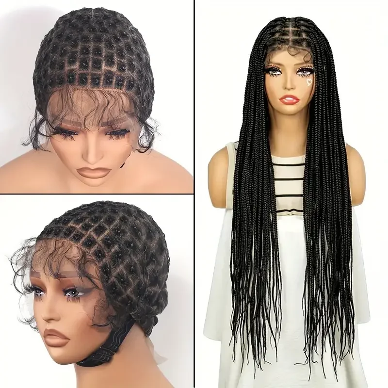 Braided Wig Cap for Crochet Braids Full Double Lace Braided Wig Baby Hair Suitable for Making Crochet Wigs Bangs