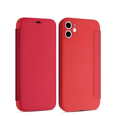 thumbnail image 1 of Funda de silicona líquida con tapa de cuero para iPhone 16 Pro Max 14 12 13 11 15 X XR XS Plus SE2022 Funda protectora de lentes con tapa tipo libro, 1 of 5
