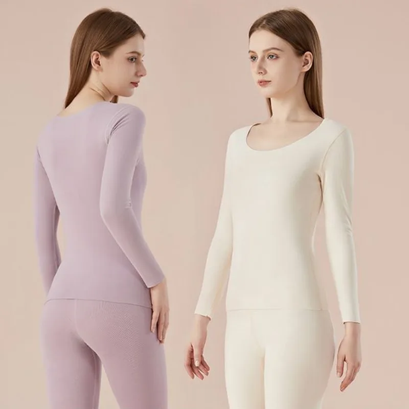 2023 New Thermal Underwear Autumn Clothes and Pants Ladies Suits Fleece Pure Cotton Sweater Pants Spring and Autumn Thin Style