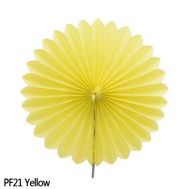 5pcs 10-30cm Color Tissue Paper Cut-Out Paper Fans Pinwheels Hanging Flower Paper Crafts for Wedding Party Birthday Decor Suppli PF21-Yellow