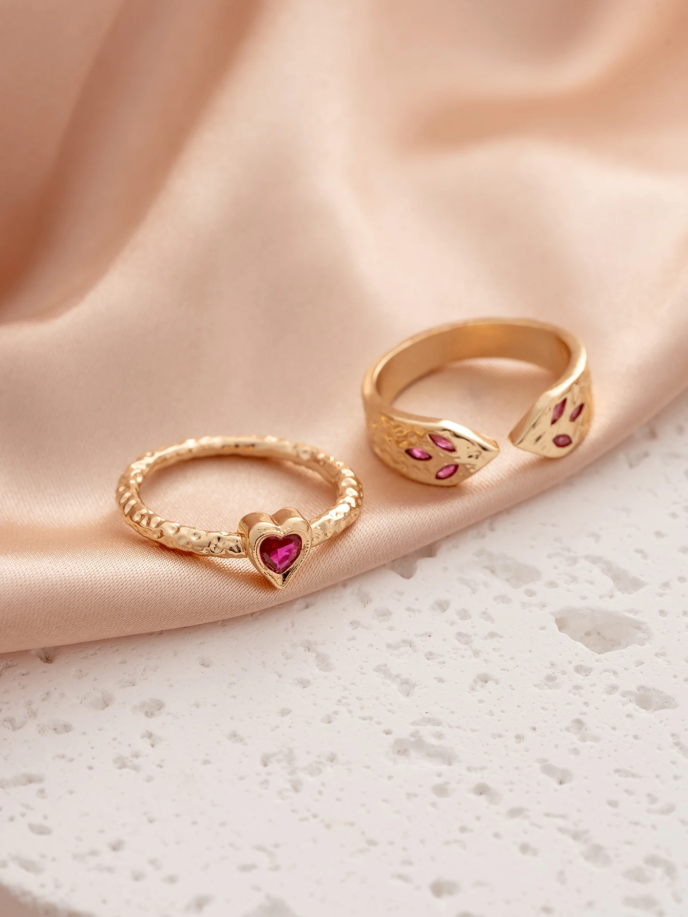 2PCS Retro Creative Cube Zirconia Serpentine Opening Ring