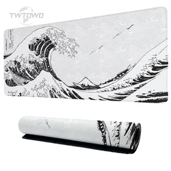 XL Black and White Gaming Mouse Pad - Aesthetic Non-Slip Soft Desk Mat - Size 600x300x2 mm