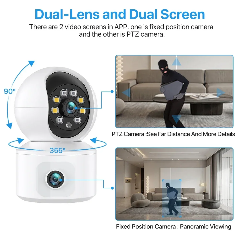 Security Camera Wireless Baby Monitor Video Baby Monitor 4MP WiFi IP Camera 4G Dual Lens Dual Screen Baby Monitor Home Security Camera PTZ Auto Tracking CCTV Video Surveillance Yoosee