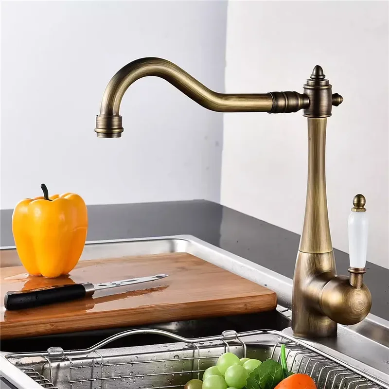 Antique Bathroom Faucet Black Basin Chrome Kitchen Brass Sink Mixer Sink Mixers Tap Hot Cold Water Crane