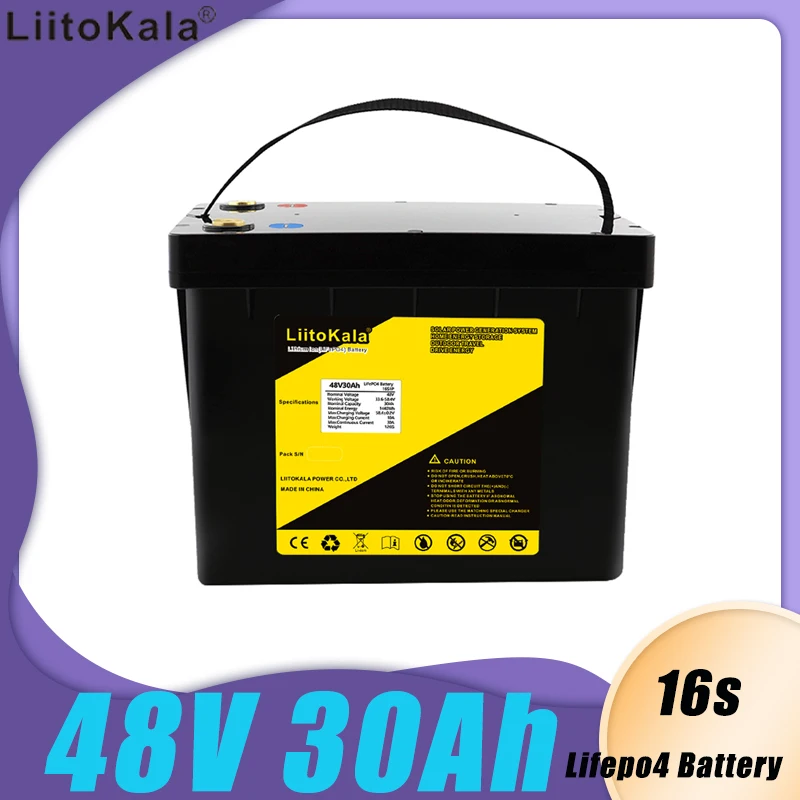 

LiitoKala 48v 30ah lifepo4 battery with 30A BMS for 48v 1500w machinery electric bicycle bike scooter go cart