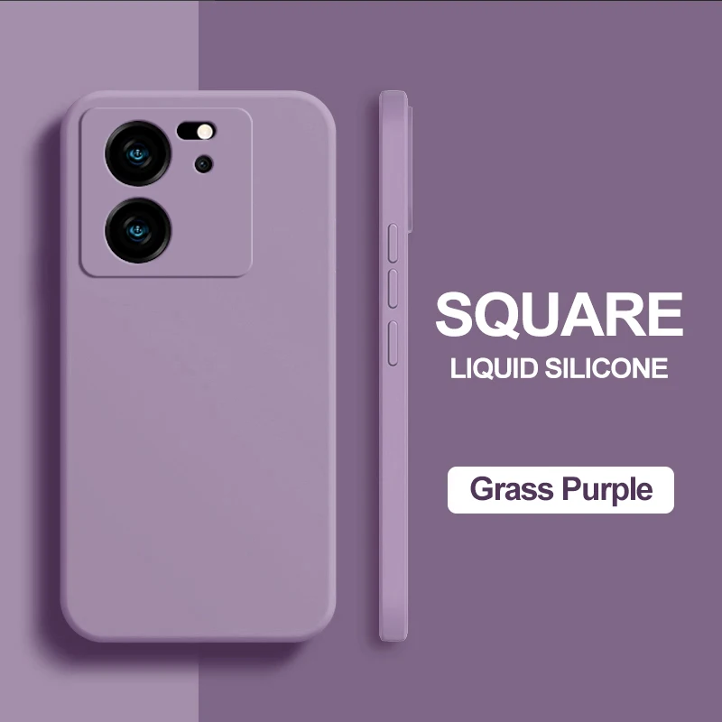 Square Liquid Silicone Shockproof Case with Camera Lens Protector
