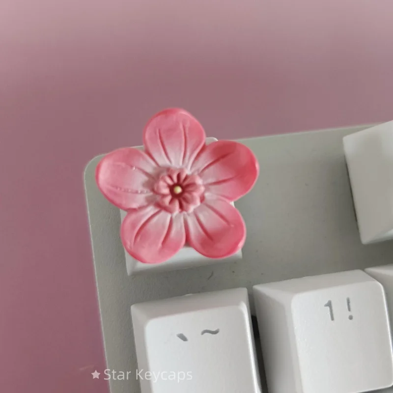 Pink Sakura Artisan Keyboard Keycaps - Custom Flower Design