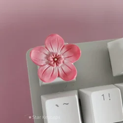Pink Sakura Artisan Keyboard Keycaps - Custom Flower Design (White - 1)