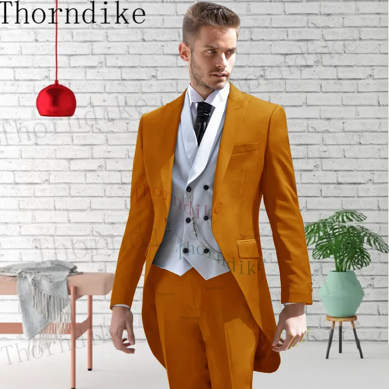 

Thorndike Wedding Groom Tuxedo Banquet 3 Piece Set Jacket Pants Costume Homme Fashion Mens Suit Slim Fit Formal Business Blazer