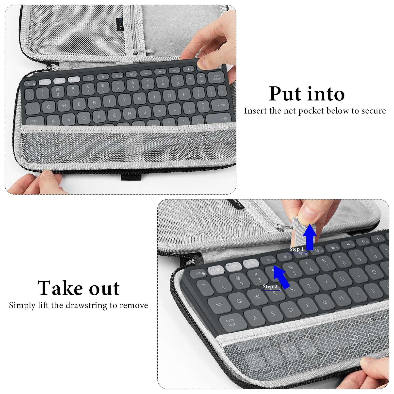 Keyboard Carrying Case, Compatible with Logitech KEYS-to-GO 2 Hard Shell Protective Travel Bag (Dark Grey)