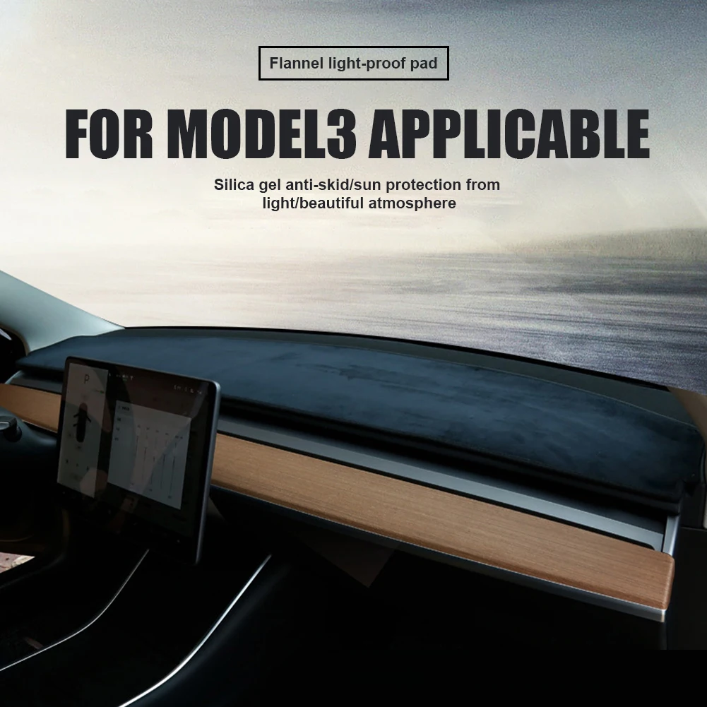 

Dashboard Cover Flannel Dash Mat For Tesla Model 3 2017-21 Non Slip Dashmat Protecter Sunshade For Model Y 2020 Car Accessories