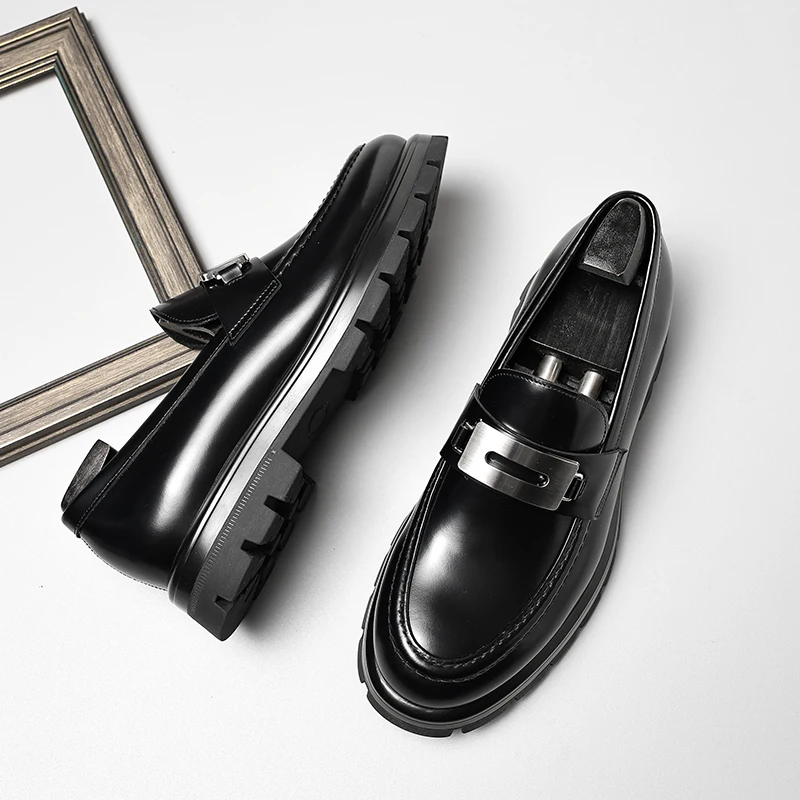 Leather shoes man, suit foot, formal marriage, upscale, handmade, round head, height, work wear
