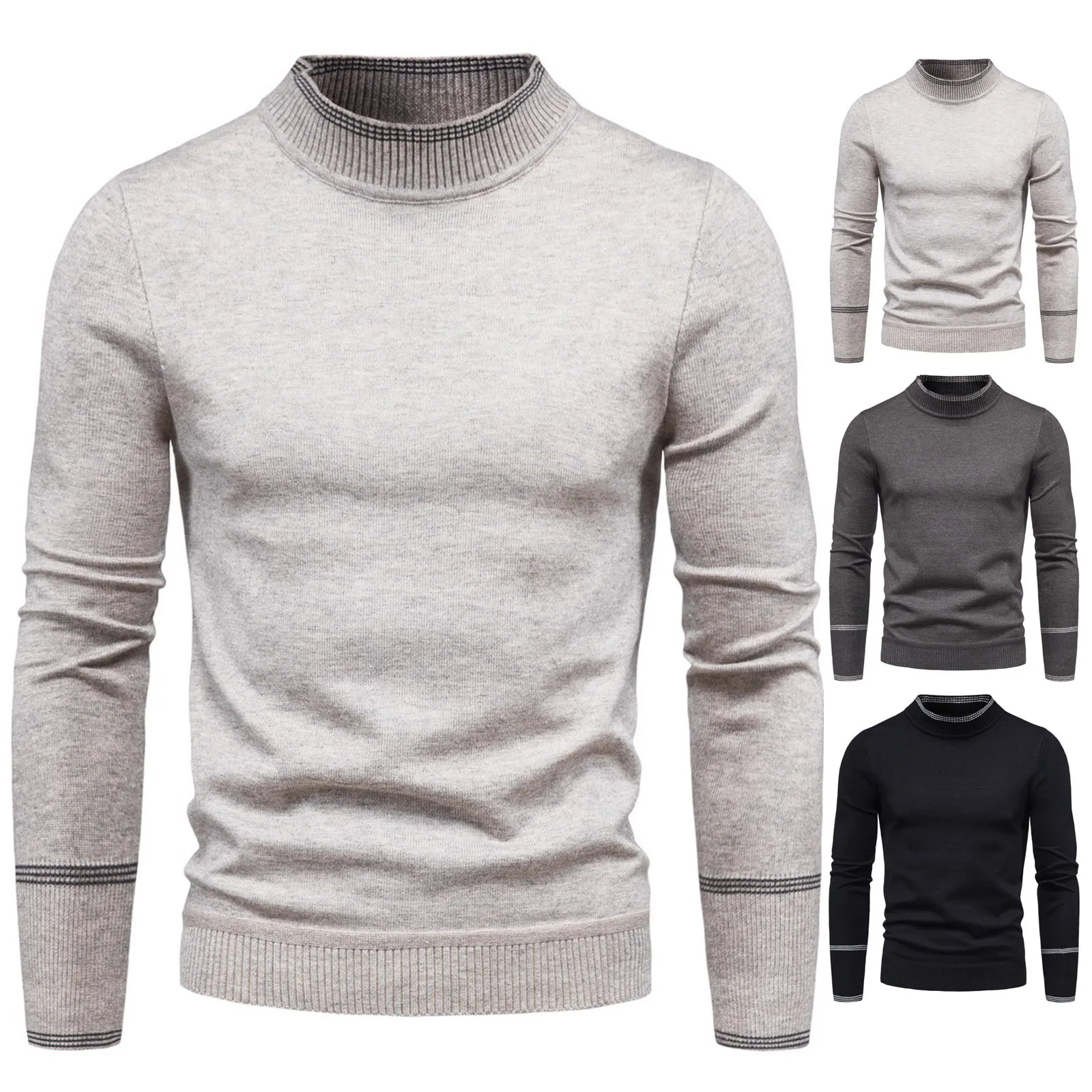

Solid Color Simple Sweater Harajuku Sweaters Round Neck Pullovers Long Sleeve Sweaters For Men Autumn Winter Pull Homme 2023