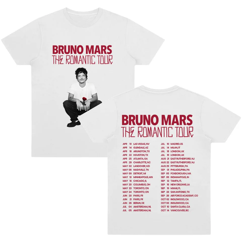 Bruno Mars 2026 The Romantic Tour tee American singer Bruno Mars
