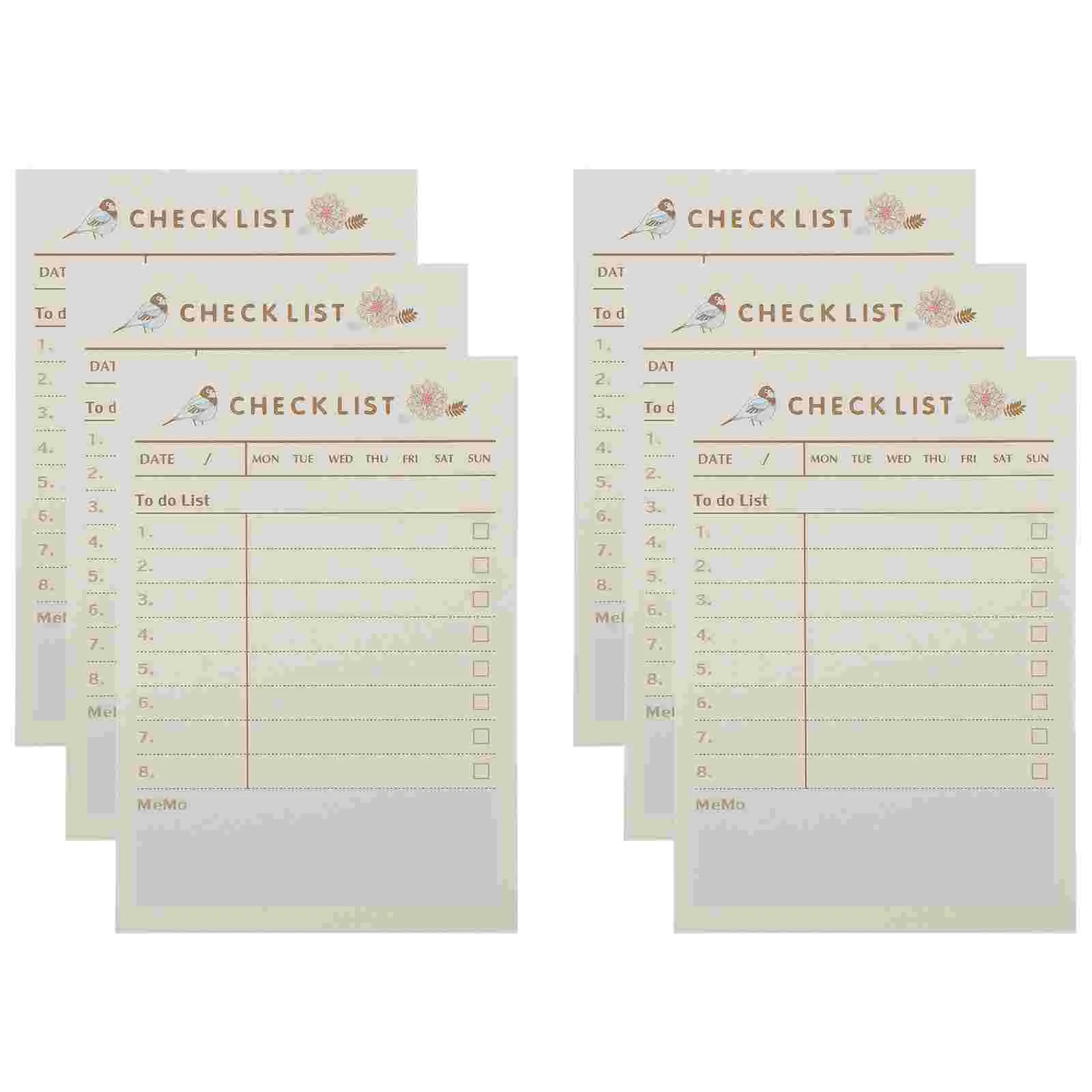 

6 Books Planner Memo Pads Lovely Sticky Tabs Pocket Note Tags Notepads Tear-off Stickers Check Lists Notes for Remind Paper