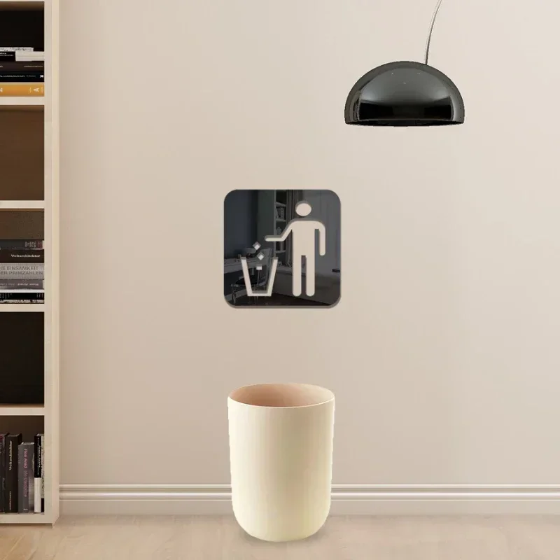 3D Sign Indication Stickers Discard Garbage Mirror Acrylic Shopping Mall Home Self-Adhesive Decorative Wall Stickers Wall Decor