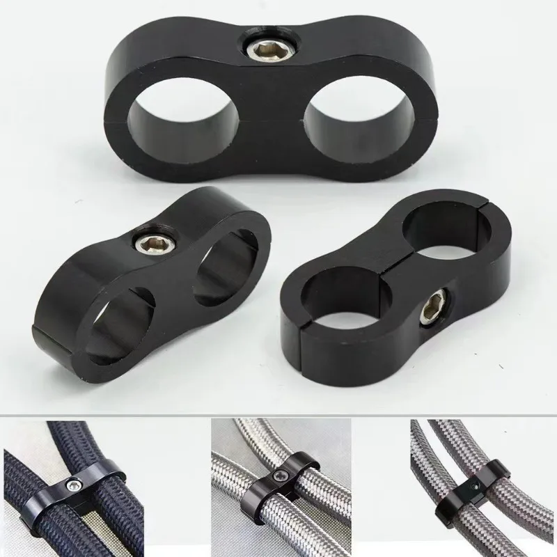 Hose Clamps AN4 AN6 AN8 AN10 AN12 Braided Rubber Hose Line Aluminum Anodized Line Separator Divider Clamp Kit Black Blue