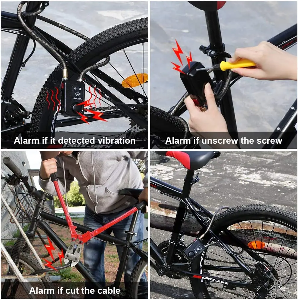 Waterproof Bike Cable Lock with 110dB Alarm 2