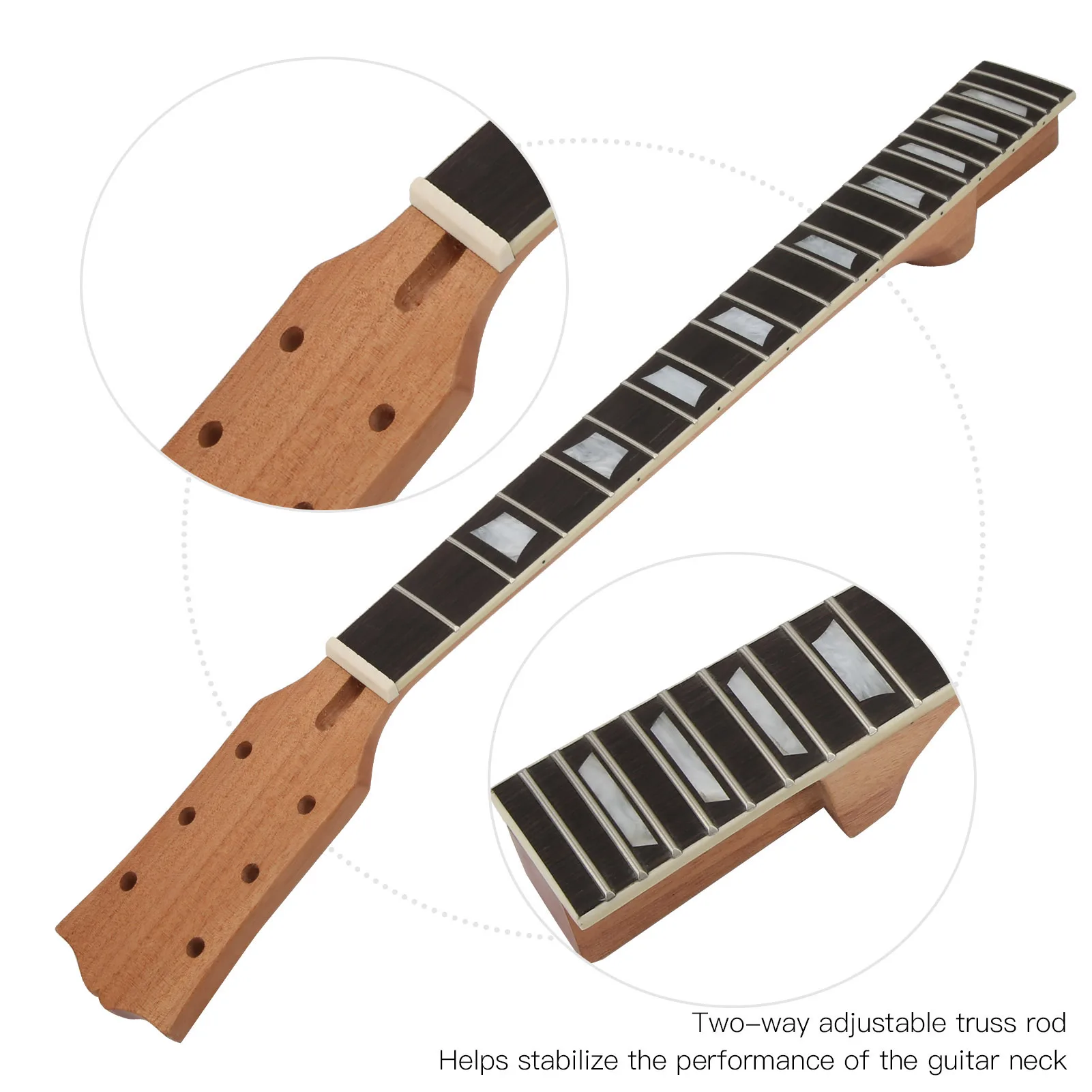 Gibson Les Paul LP용 사다리꼴 인레이가 있는 목재 일렉트릭 기타 넥 22프렛 로즈우드 지판