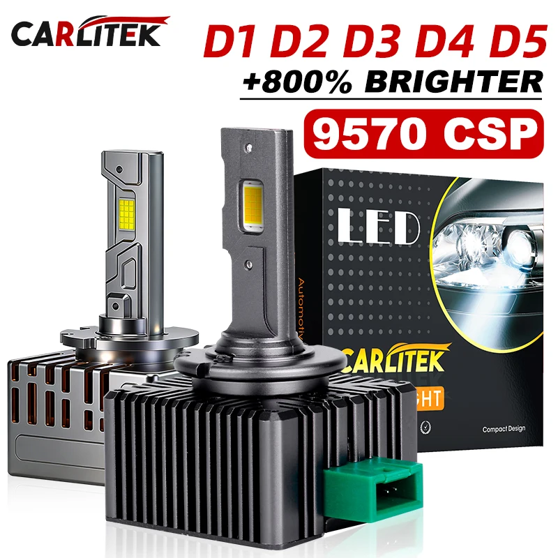 CARLITEK LED Headlight Bulbs D3S D1S D2S D4S, 35W 70W Turbo LED Two Sided 9570 CSP Chips Plug and Play D5S D8S D1R D2R D3R