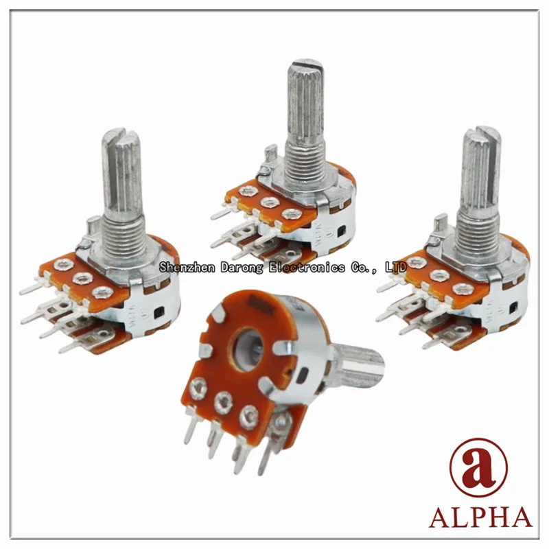 ALPHA RV16A10F Dual Channel Sound Amplifier Volume Potentiometer Plum-length Handle 20MM Six-pin B50K B100K B1K
