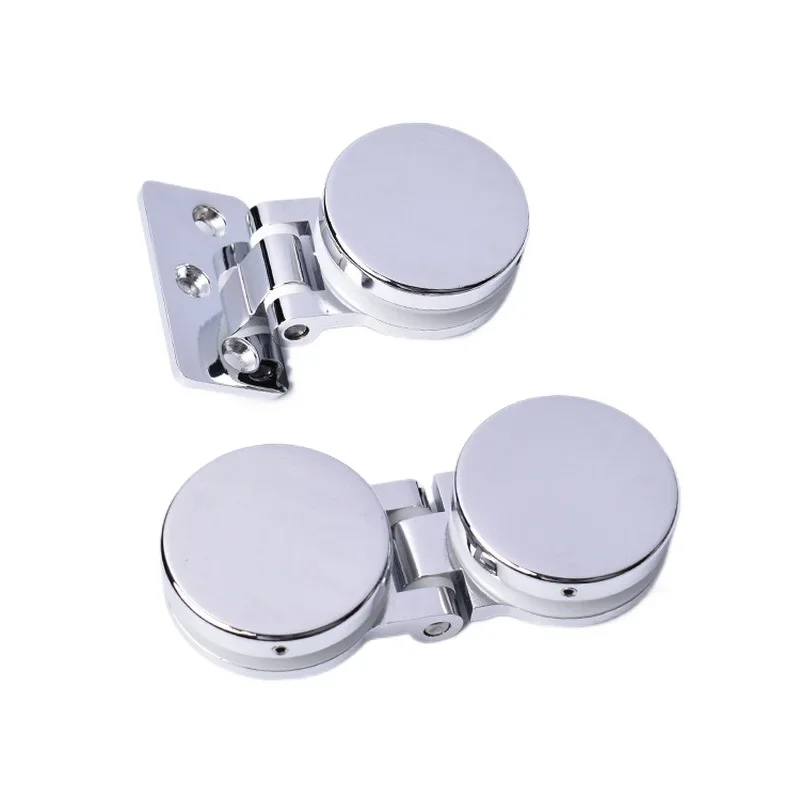 2Pcs/Lot 90 180 Degrees Zinc Shower Box Screen Frameless Glass Hinge Mortise Decorative Cover Round Chrome Furniture Hinge
