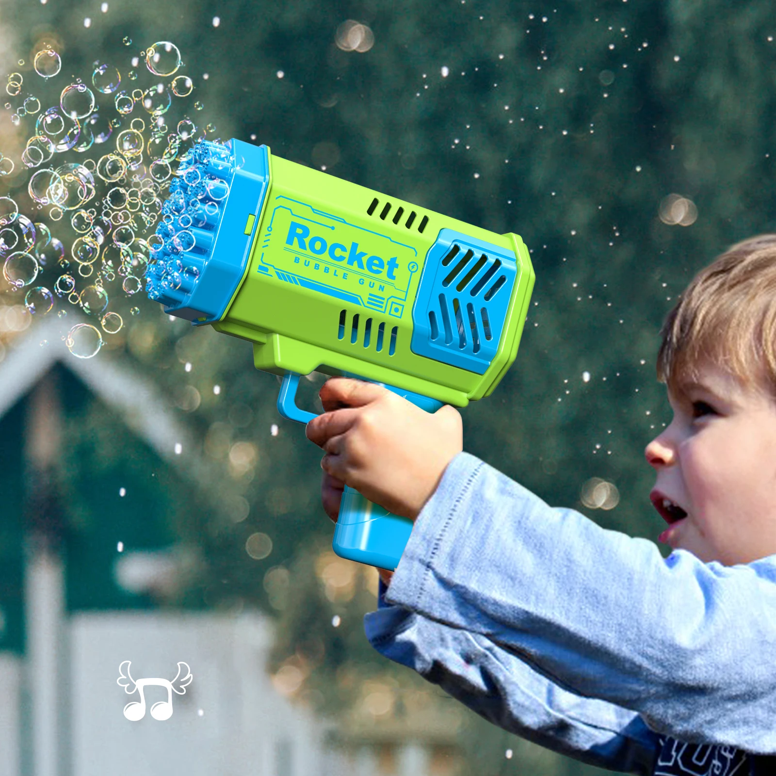 One Pack Of Children's 40 Holes Rocket Launcher Handheld Portable Electric Automatic Bubble Gun LED Light For Boys And Girls 4