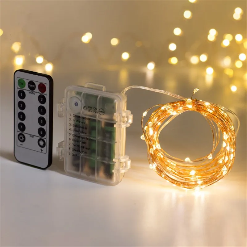 Battery LED String Fairy Lights Christmas Garland 5M 50LED/10M 100LED Remote Control Waterproof Holiday Wedding Decoration 3m 5m 10m star garland light led usb battery powered holiday wedding christmas outdoor room decoration for fairy string lights