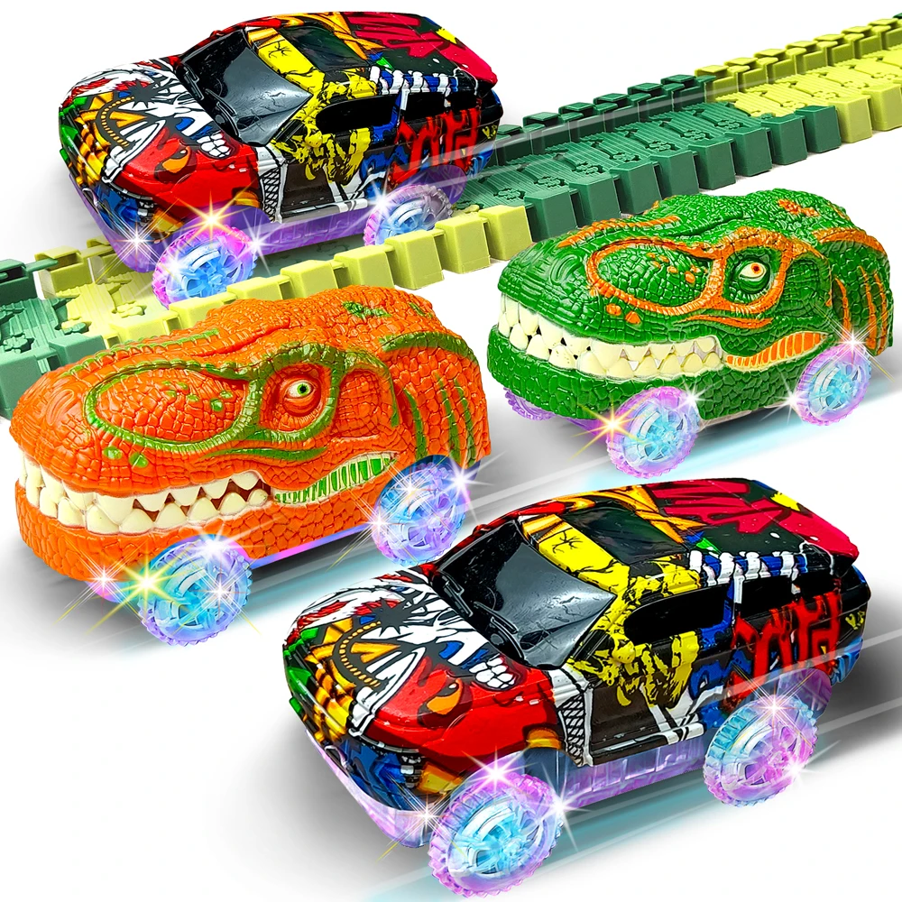 Tracks Cars Only Replacement, Flex Track Race Cars for Magic Tracks Glow in  the Dark, LED