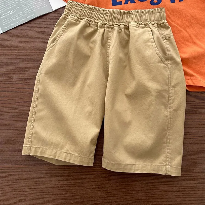 Summer Thin Children Cotton Shorts Solid Color Casual School Boys Beach Shorts