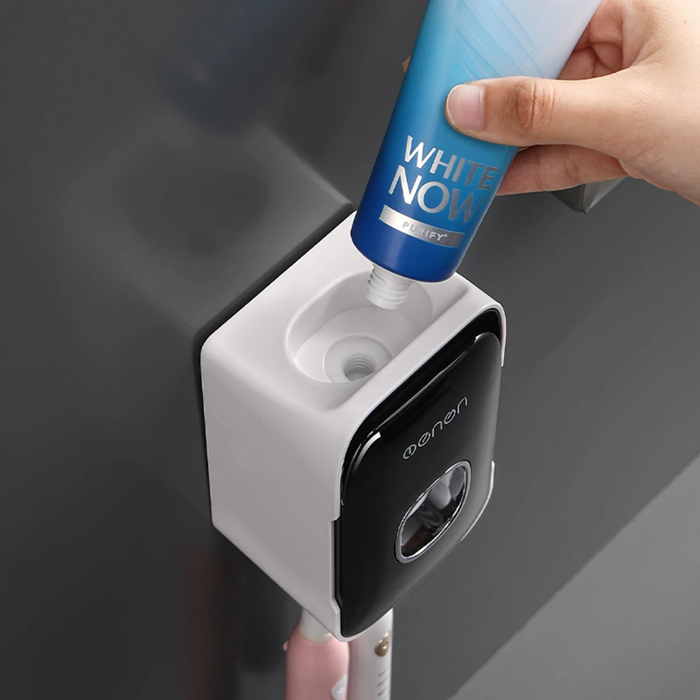 Bathroom Accessories Set Automatic Toothpaste Dispenser Toothbrush Holder Wall Mount Storage Rack Squeezer